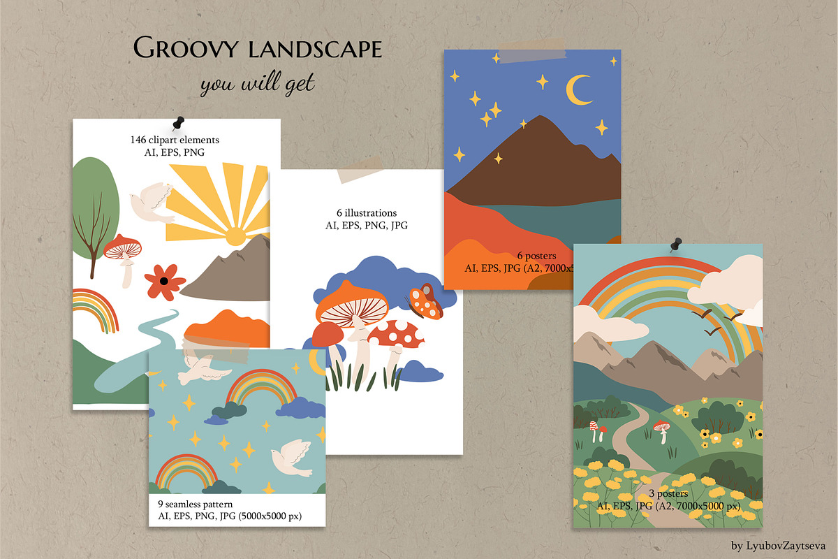 Groovy abstract landscape creator, a Decorative Illustration by LyubovZaytseva (Photo 2 of 18)