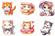 Kawaii Cats and Kitten Clipart, an Illustration by DreamPrint404 (Thumbnail 2 of 6)