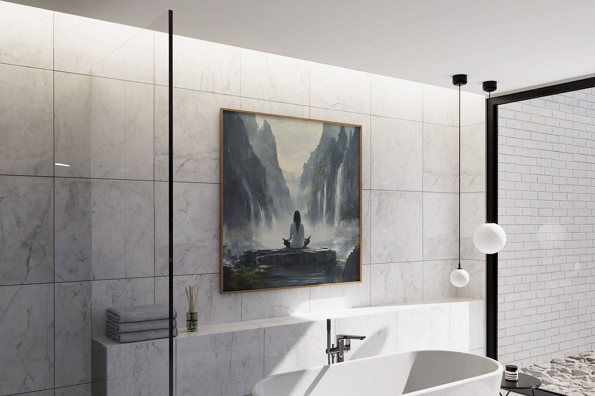 Frame Video Mockup Bathroom PSD, an Advertising Mockup by Drava Mockup (Photo 3 of 6)