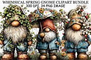 Whimsical Spring Gnome Clipart PNG, an Illustration by Canvas Craft (Thumbnail 1 of 7)