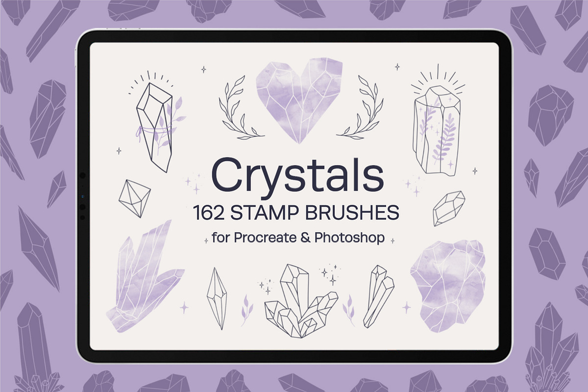 Crystals Stamp Brushes for Procreate, a Brush Add-On by NinaFedorova (Photo 1 of 6)