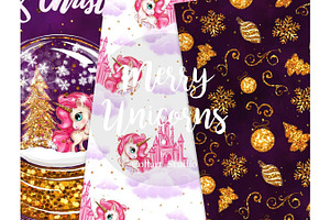 Christmas Unicorn Digital Paper