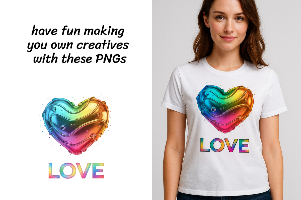 Holographic Rainbow Valentine's Set, a Seasonal Illustration by InkyQueenArt (Photo 3 of 7)