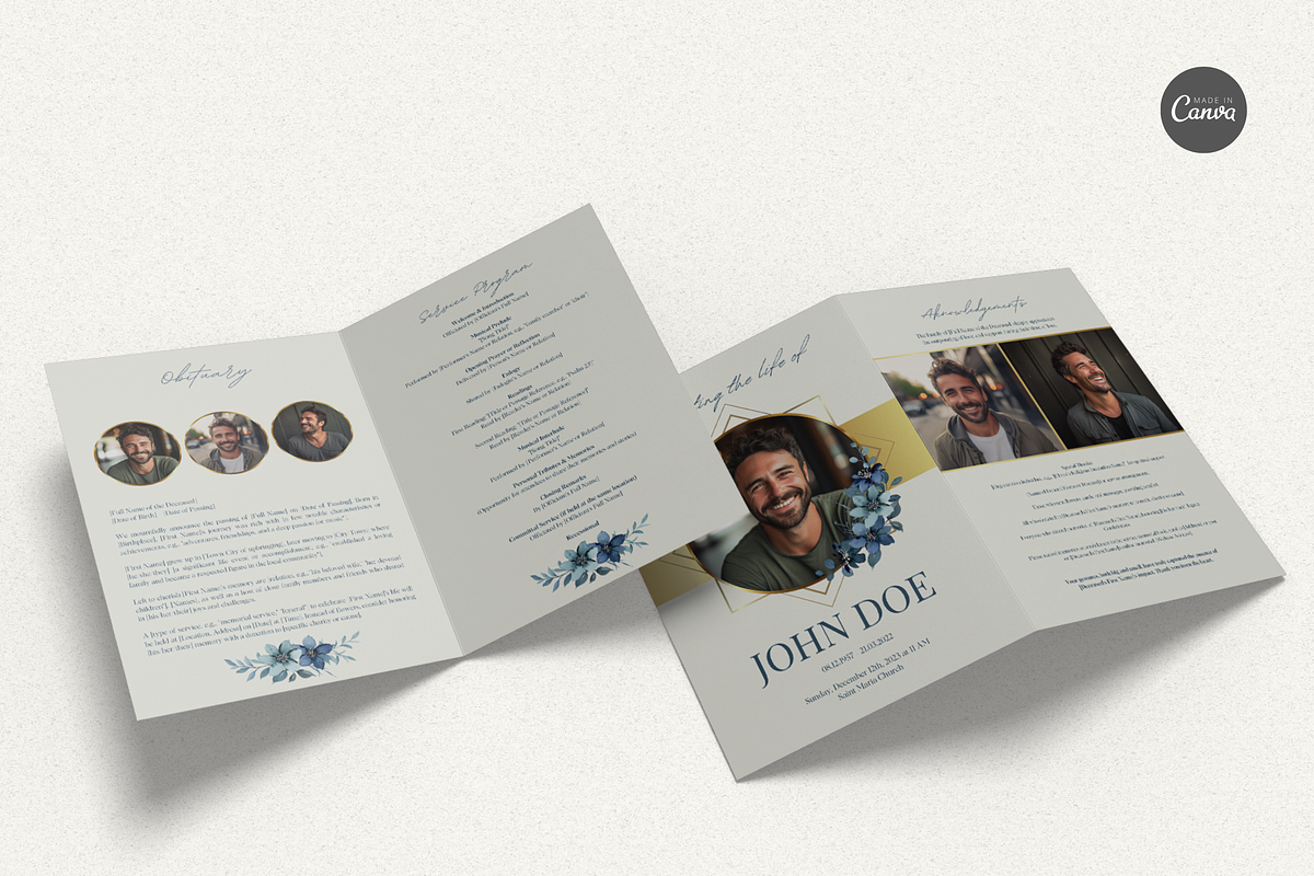 Funeral Program Template Set I Canva, an Invitation Template by The Social Stuff (Photo 3 of 11)