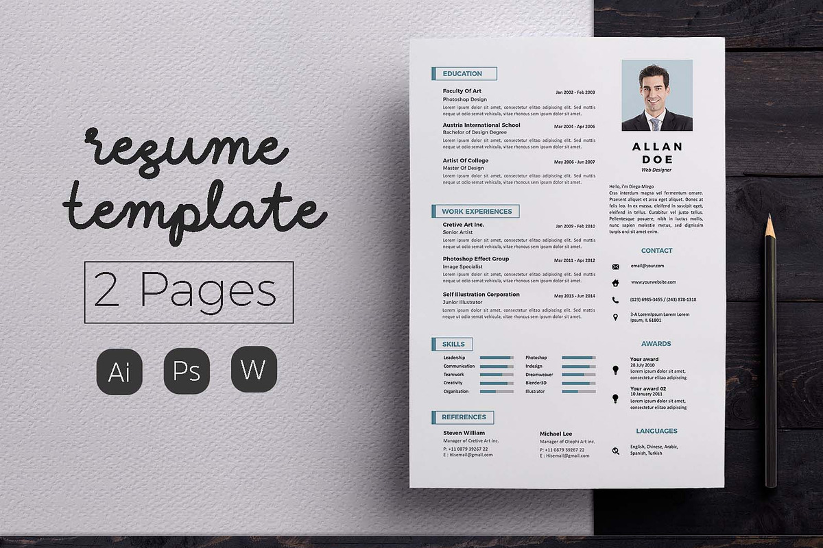 Creative Resume & CV Template, a Resume Template by Hito Graphic (Photo 1 of 8)