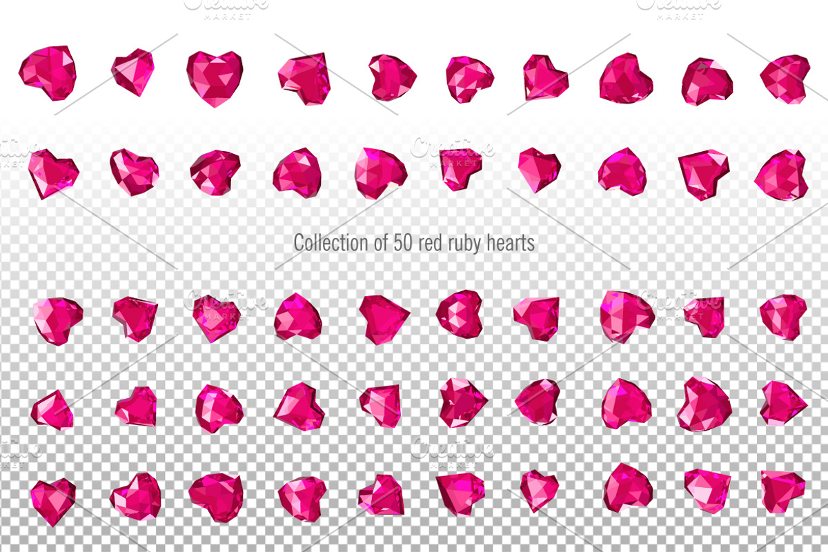 red ruby hearts colection, an Object Graphic by Digithings