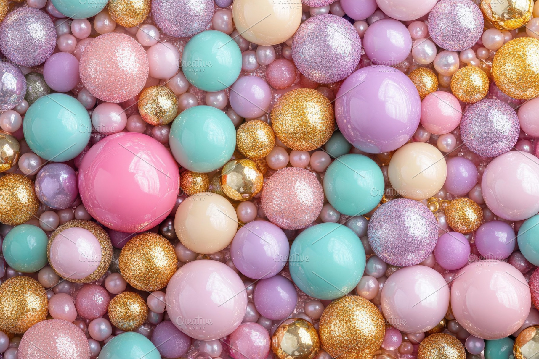 Pastel Pink Gold Glitter Balls Festi, a Photo by Pixeness Studio