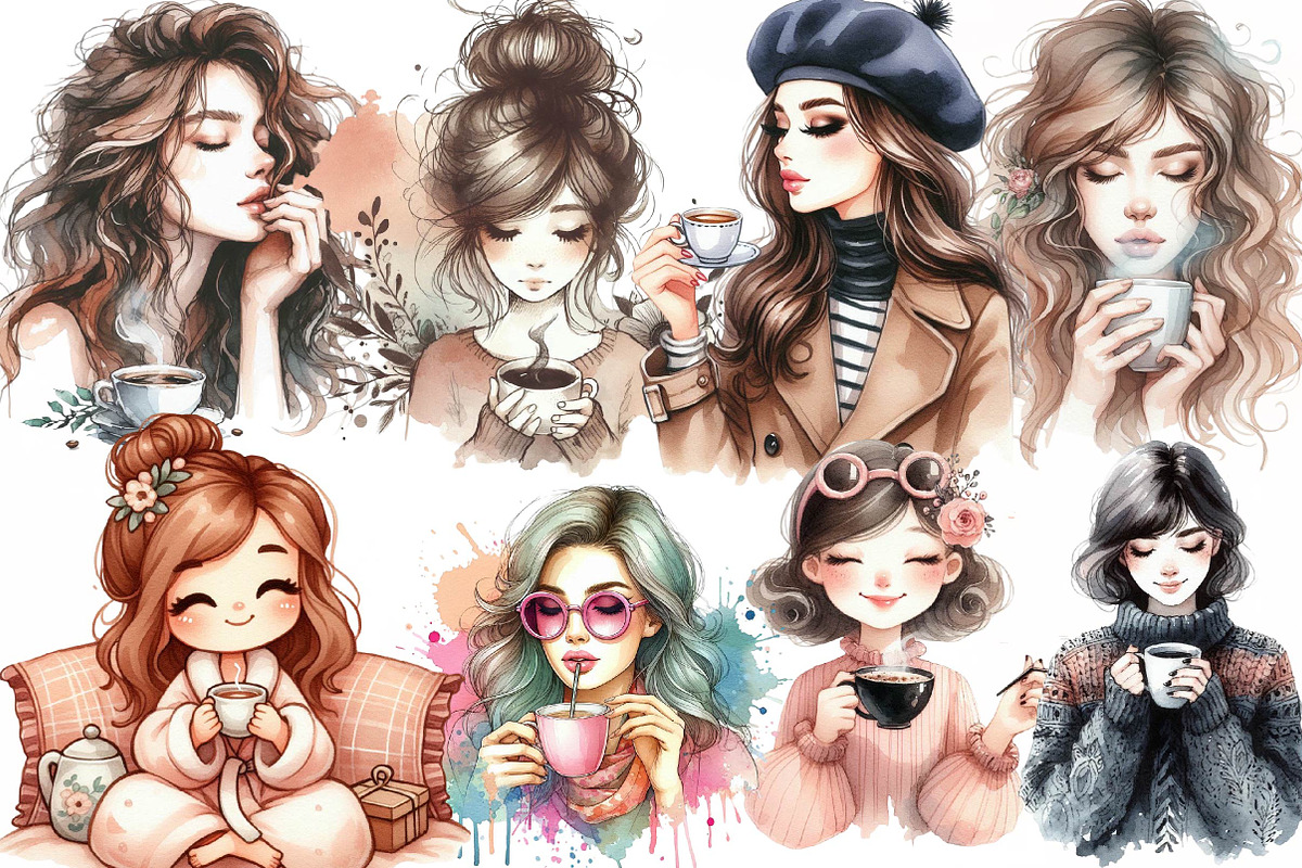 Black Coffee Lover Cute Girl PNG, an Illustration by Designking (Photo 5 of 5)