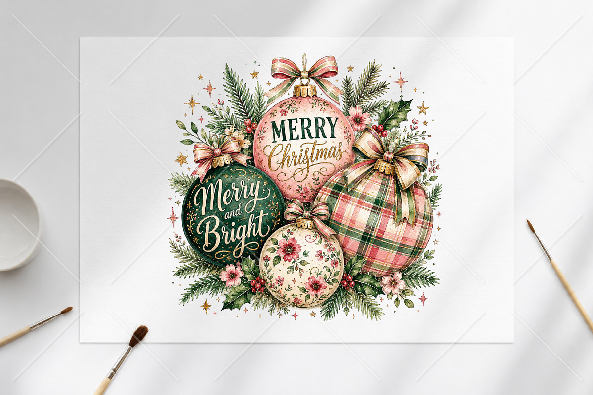 Preppy Merry Christmas Ornament PNG, a Seasonal Illustration by Canvas Craft (Photo 6 of 6)