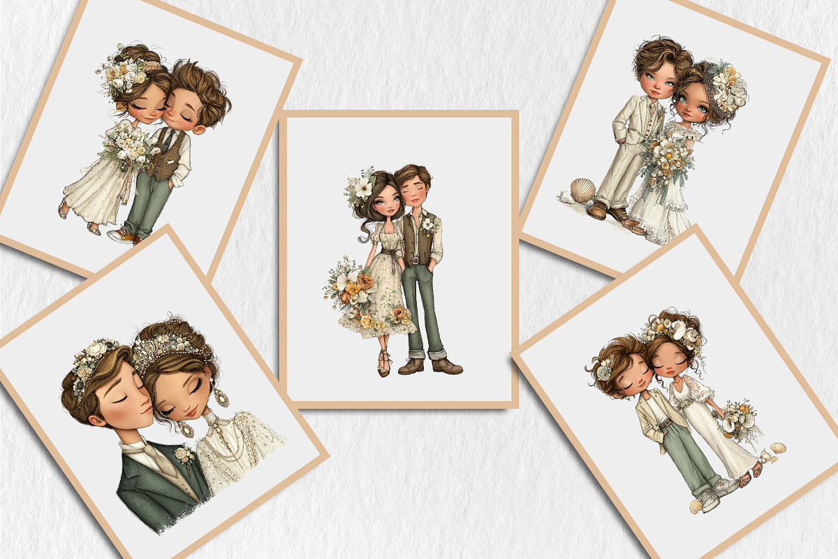 Cute Summer Wedding Couple Clipart, a Seasonal Illustration by Rose Art (Photo 6 of 6)