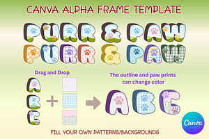 Purr & Paw Canva Alphabet Frame, a Marketing Template by Adalin Shop