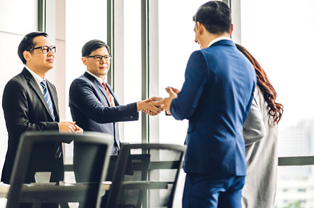 Image two asian business partners in elegant suit successful han, a Person Photo by Art_Photo