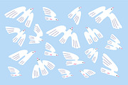 Birds: doves, pigeons fly in sky set, an Animal Illustration by Good Studio (Thumbnail 2 of 4)