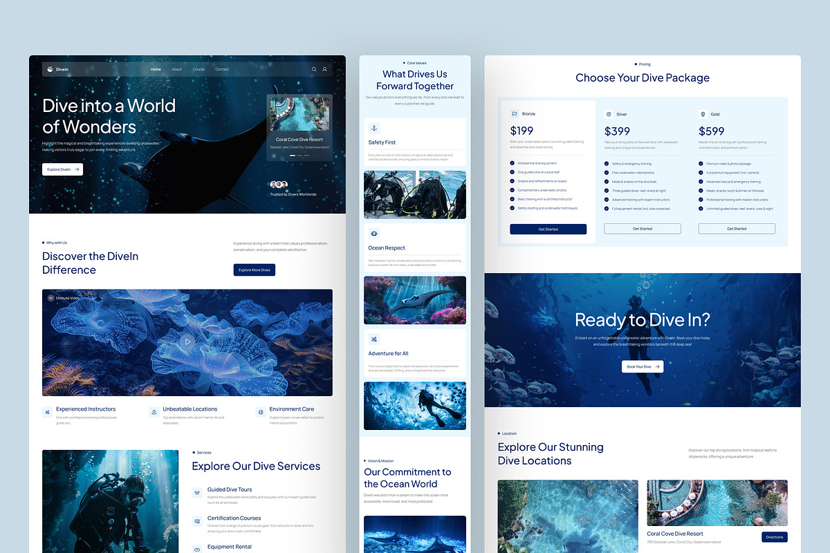 Scuba Diving Website UI Figma, an UI Kit Template by peterdraw (Photo 2 of 7)