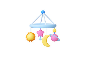 Baby mobile 3d icon. Isolated, an Illustration by Valerie Bodnar