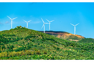 Wind turbines at the Gulf of Patras, an Industrial Photo by Leonid Andronov