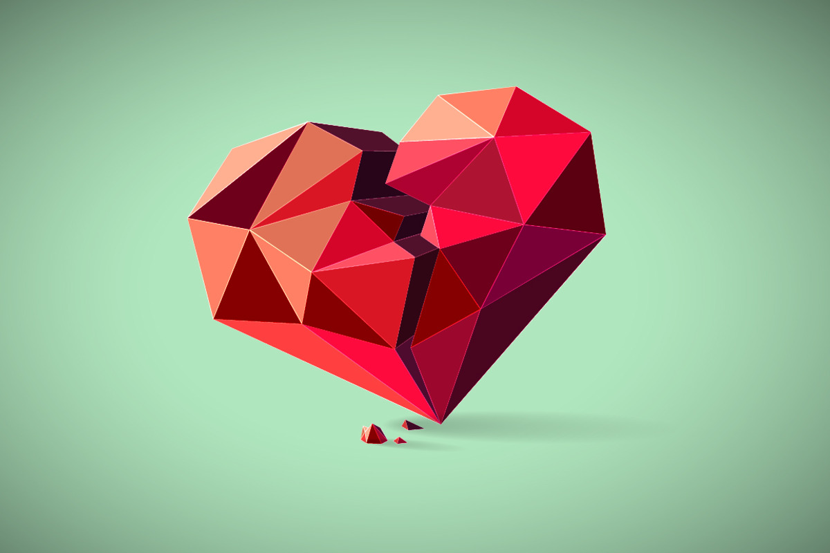Broken heart consisting of triangles, a Healthcare Illustration by Andrew Bzh.