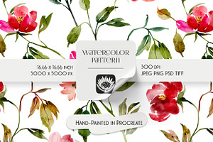 Watercolor Floral Pattern, a Pattern Graphic by PROTEA Watercolor Studio