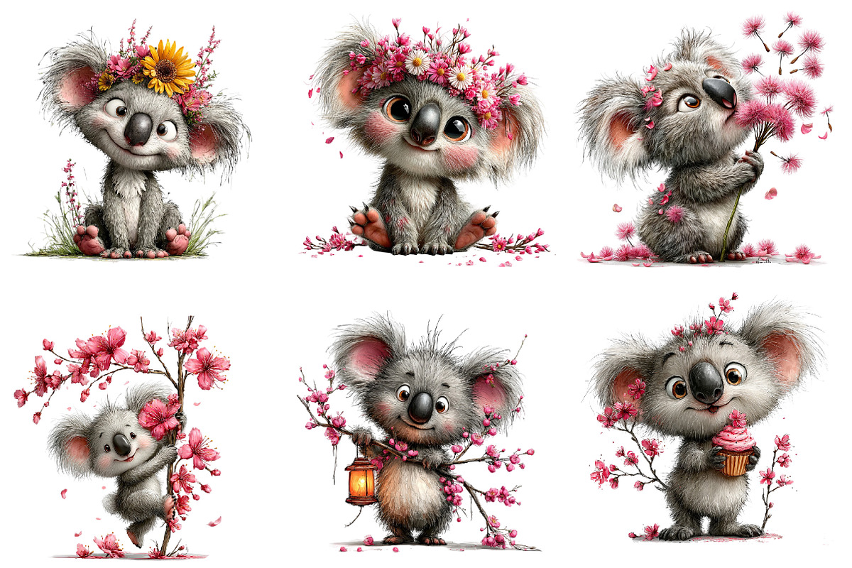 Whimsical Spring Koala Clipart, an Illustration by Dream Creation (Photo 2 of 8)