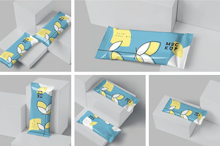 Small Slim Foil Bag Mockups