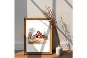 Watercolor farm clipart, fall png, an Object Graphic by KomtsyanTatyanaArt (Thumbnail 3 of 5)