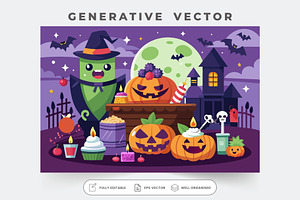Colorful Halloween decorations and t, a Graphic by Iftikhar Alam
