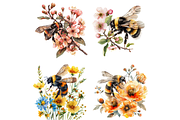 Watercolor Spring Bees and Flowers, an Animal Illustration by Mash Mash Stickers (Thumbnail 7 of 9)