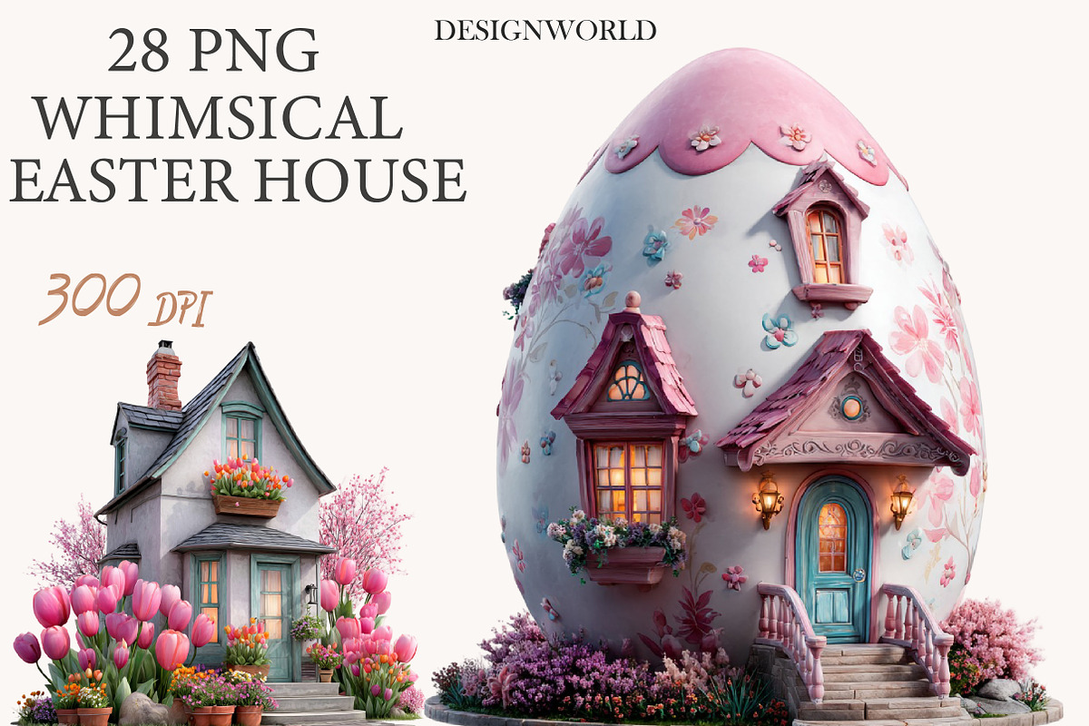 Whimsical Easter House clipart, an Illustration by Designworld (Photo 1 of 10)