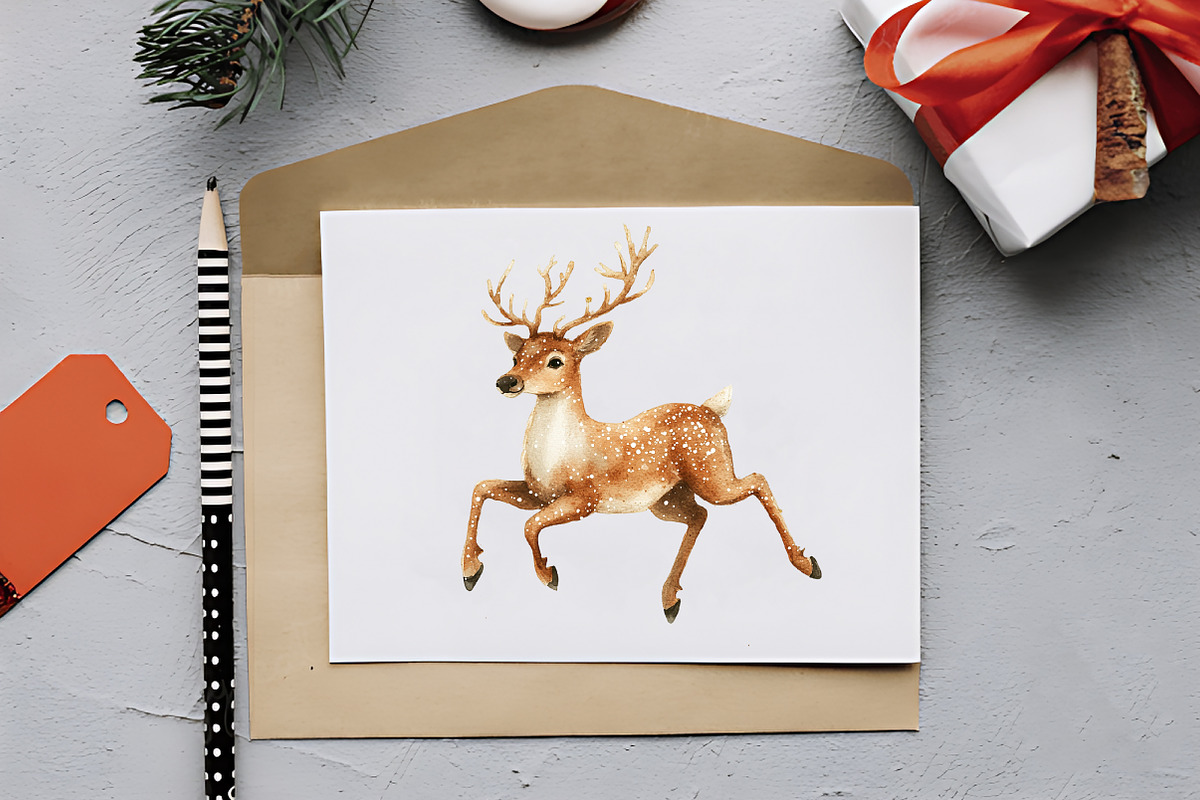 Christmas Reindeer Watercolor Clipar, an Illustration by RobertsArt (Photo 2 of 7)