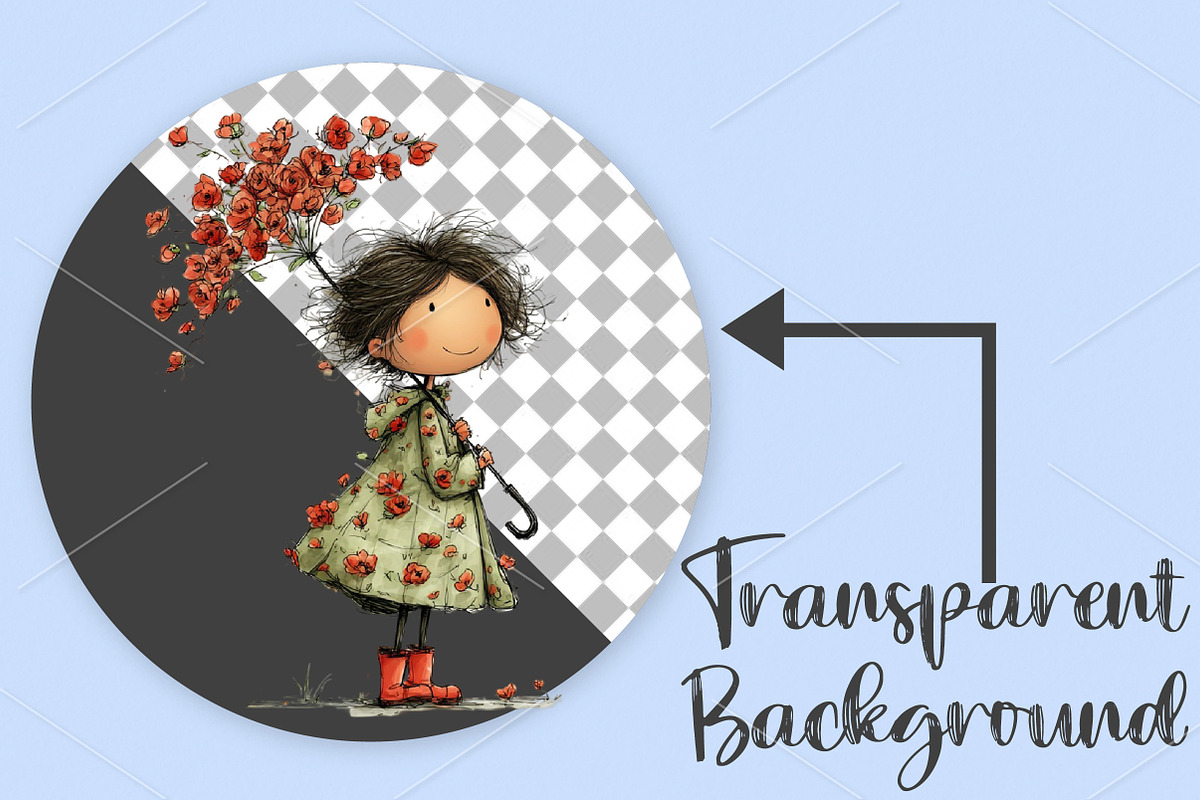 Whimsical Girls Floral Spring Clipar, an Illustration by Canvas Craft (Photo 2 of 7)
