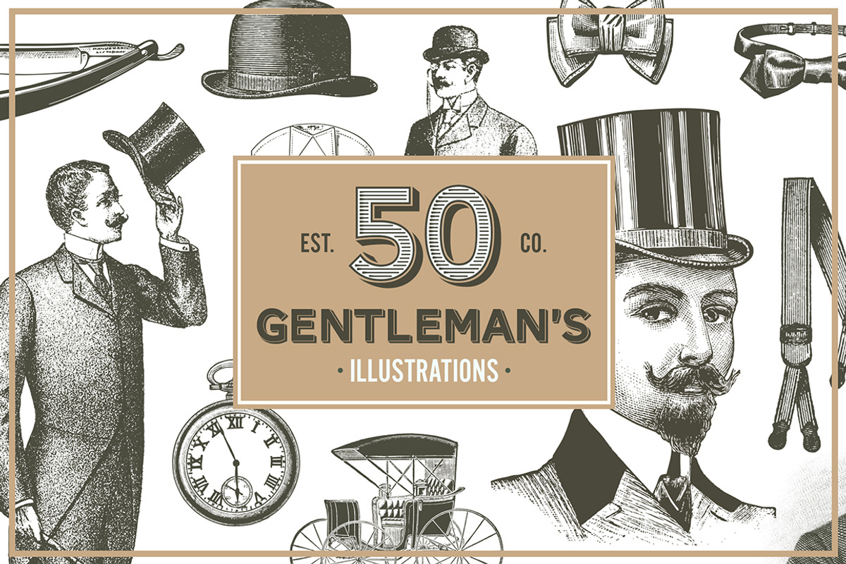 50 Vintage Gentleman's Illustrations, an Illustration by hypegraphic (Photo 1 of 4)