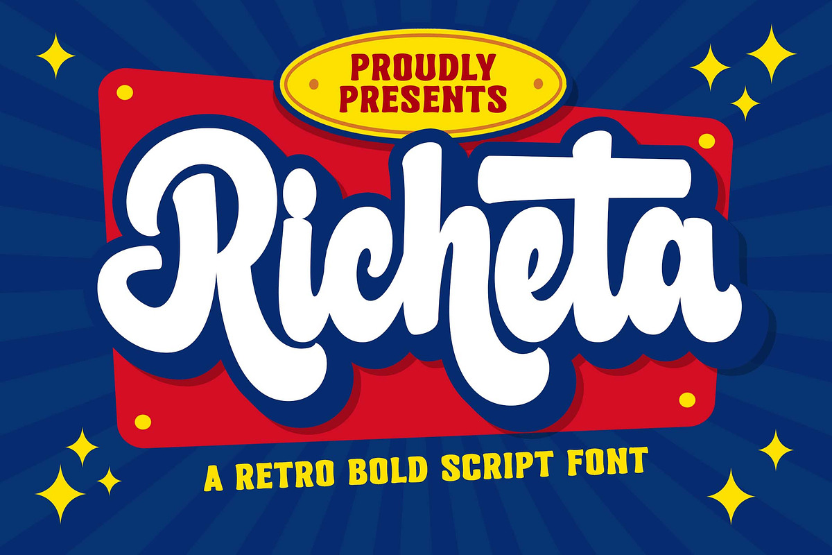 Richeta a Retro Bold Script Font, a Script Font by Blankids Studio (Photo 1 of 16)