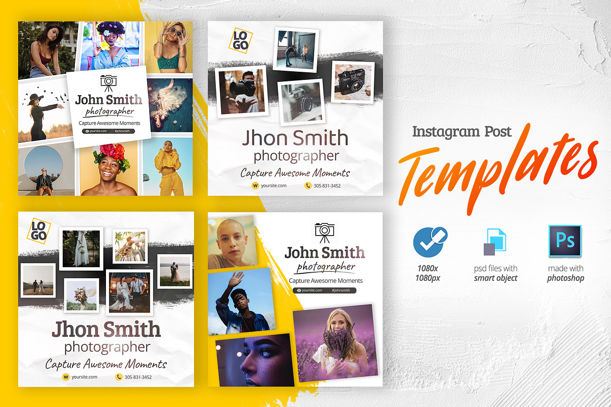 Photographer Instagram Post Template, a Social Media Template by zokamaric