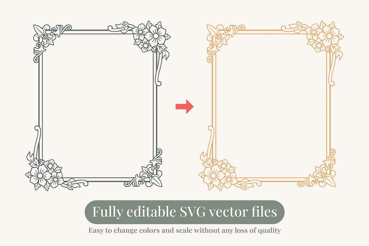 Vintage Ornamental Floral Frame, a Decorative Illustration by Kusumaillustration (Photo 4 of 10)