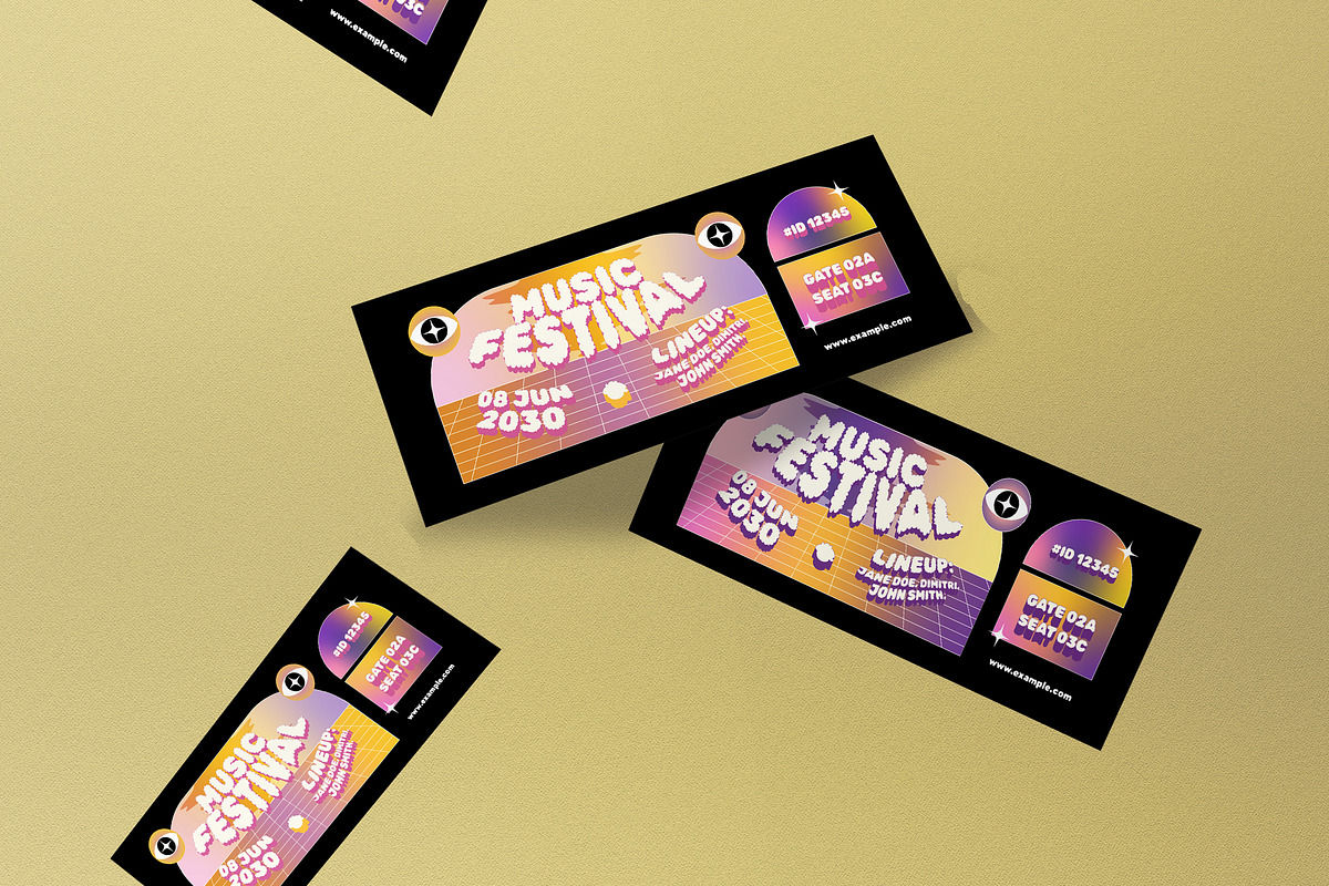 Gradient Music Festival Ticket, a Flyer Template by graphicook (Photo 2 of 2)