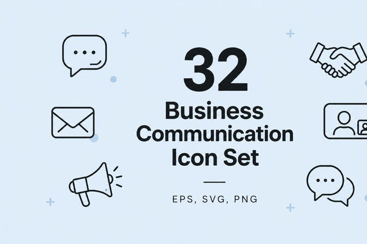 32 Business Communication Icon Set, an Outline Icon by adenpinkstore (Photo 1 of 11)