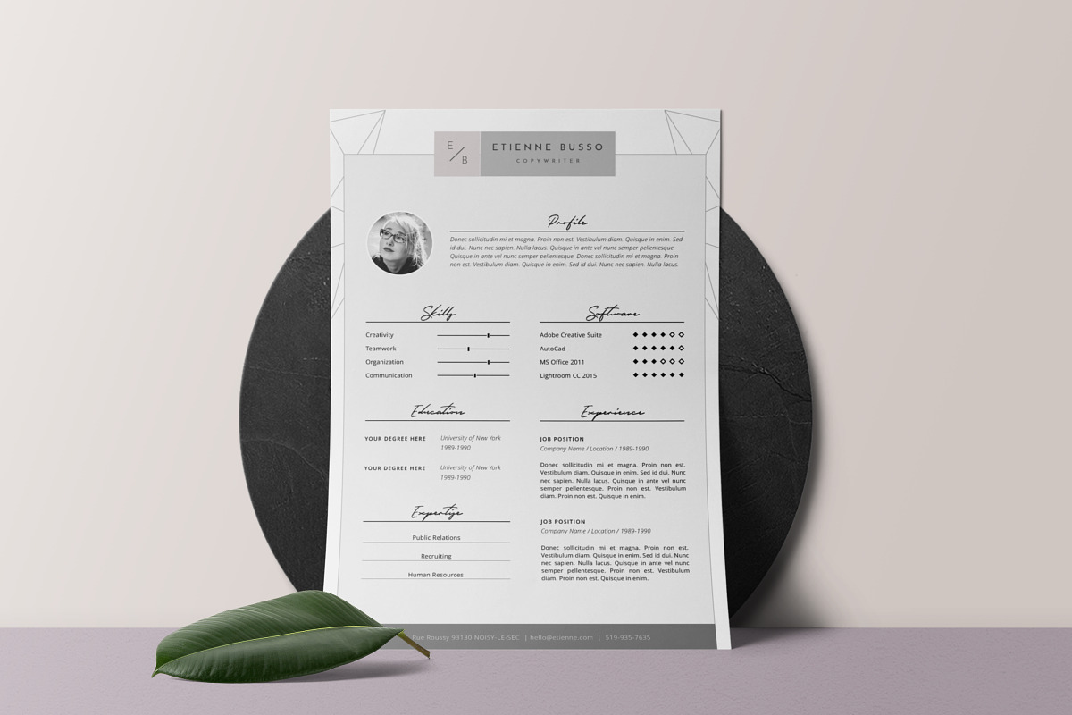 Stylish Resume Template 4 MS Word, a Resume Template by Botanica Paperie (Photo 1 of 5)