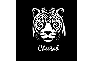Cheetah head on black background, an Animal Illustration by Nenahliadava Design