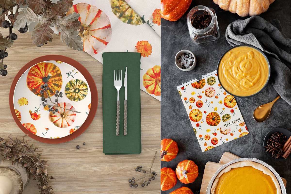 Pumpkin Fest Watercolor Pattern, a Pattern Graphic by MouseGrey (Photo 7 of 10)