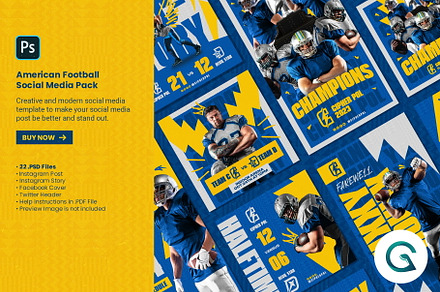 American Football Social Media Pack, a Social Media Template by Geelator Studio