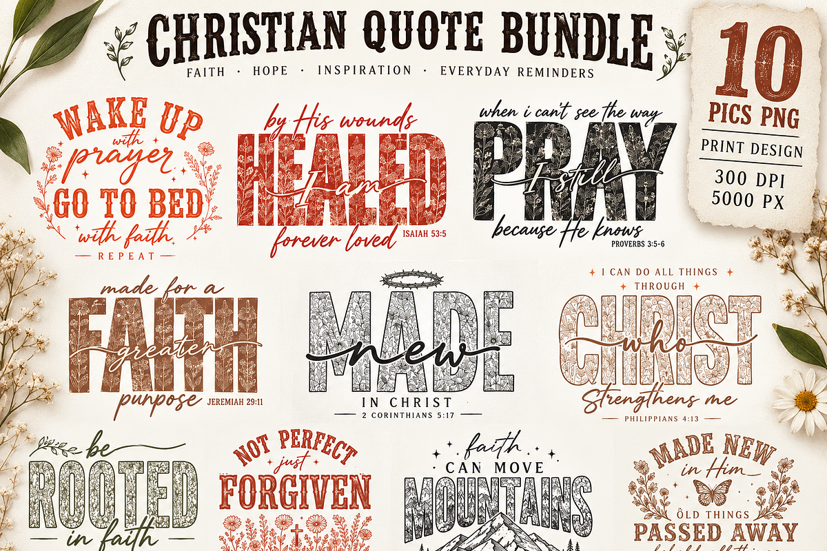 Christian Quote PNG Bundle 10 pics, a Decorative Illustration by ElDesignState (Photo 2 of 7)