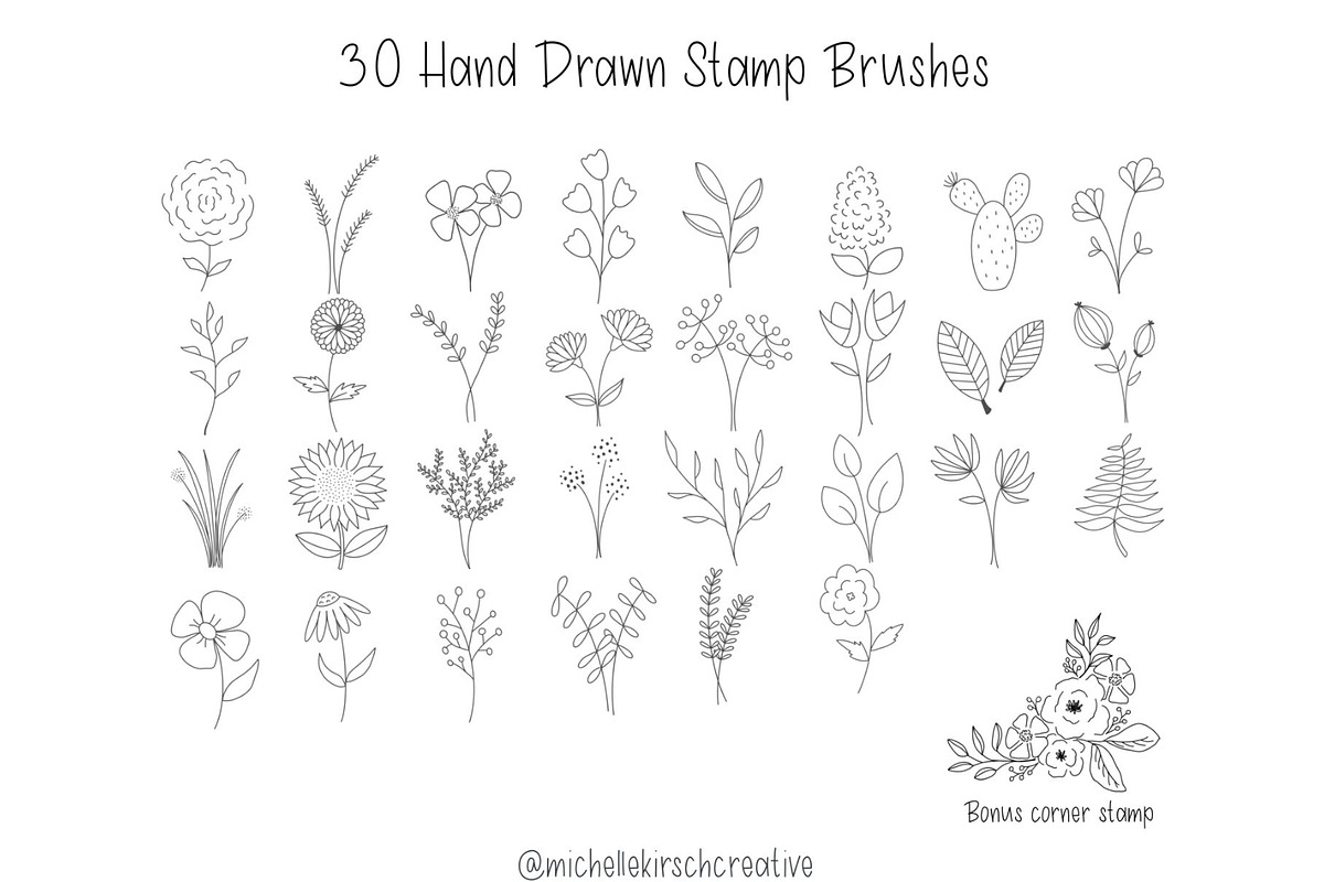 PLANTS BUNDLE - Procreate Stamps, a Brush Add-On by Michelle Kirsch Creative (Photo 6 of 12)