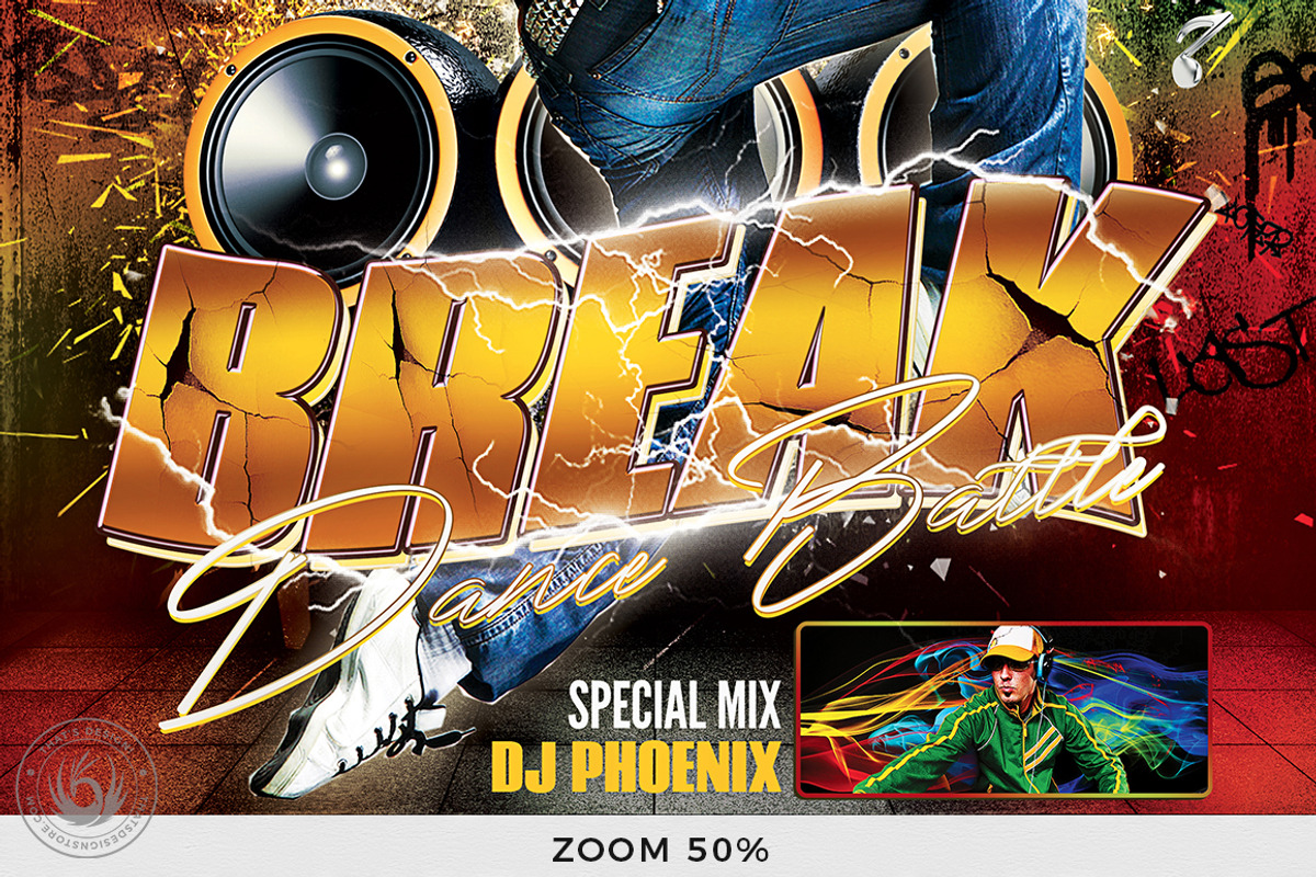 BreakDance Battle Flyer Template V2, a Flyer Template by ThatsDesign Art