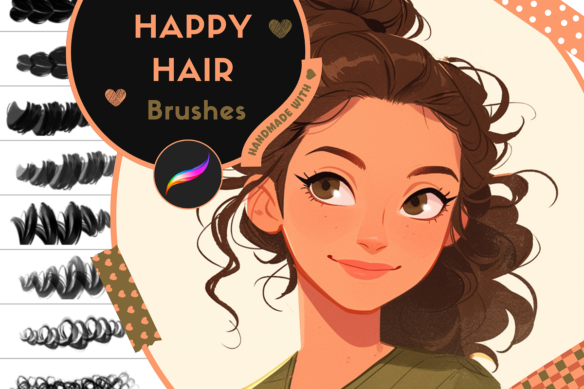 Perfect Hair Brushes for Procreate, a Brush Add-On by Cozy Brushery (Photo 1 of 9)