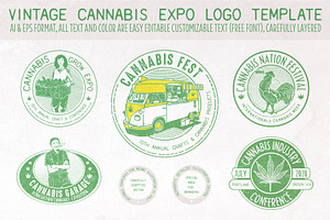 Vintage Cannabis Expo Logo Template