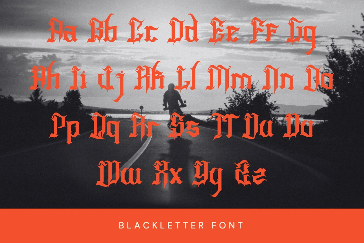 Rhoevad - Modern Blackletter Font, a Blackletter Font by Dhabee (Photo 13 of 14)