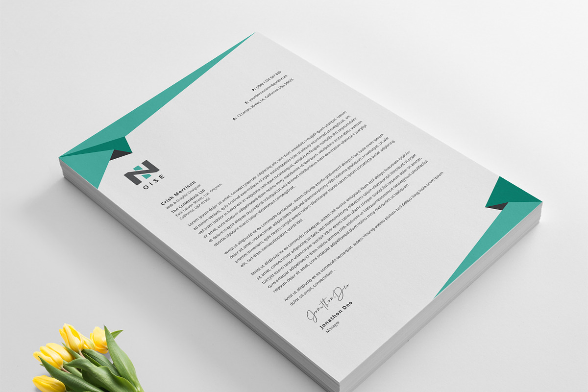 Creative Letterhead Word, a Stationery Template by ResumeDevisers (Photo 6 of 9)