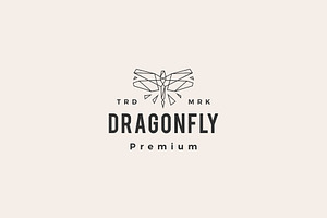 Dragonfly Hipster Vintage Logo