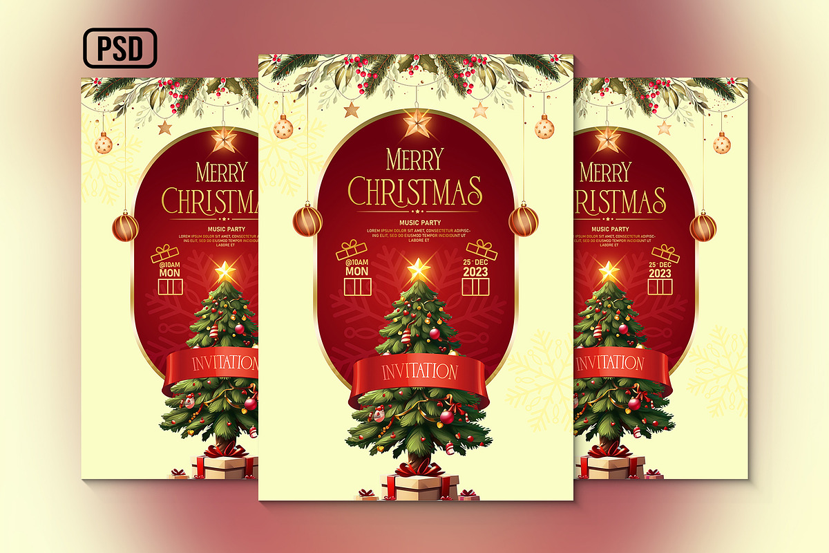 Merry Christmas Greeting Card, a Card Template by Black Spade Design