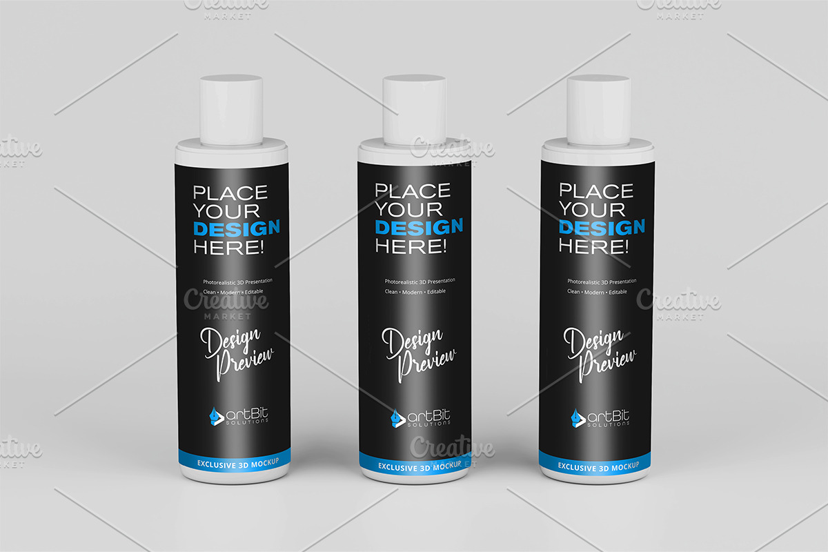 Plastic Shampoo Bottle Mockup, a Packaging Mockup by artBit Design Studio (Photo 17 of 19)